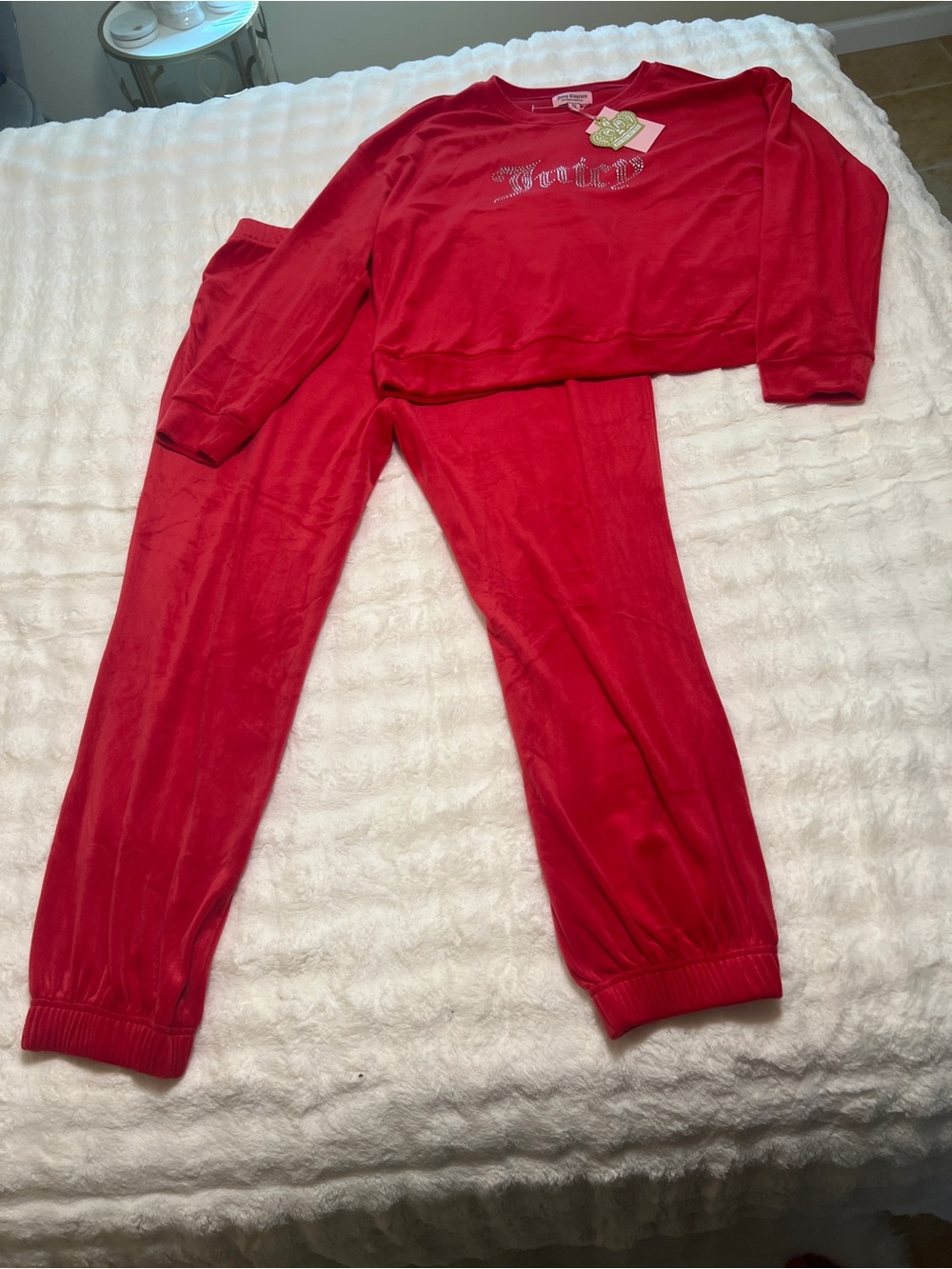 Juicy Couture Red Velour Jogger Set